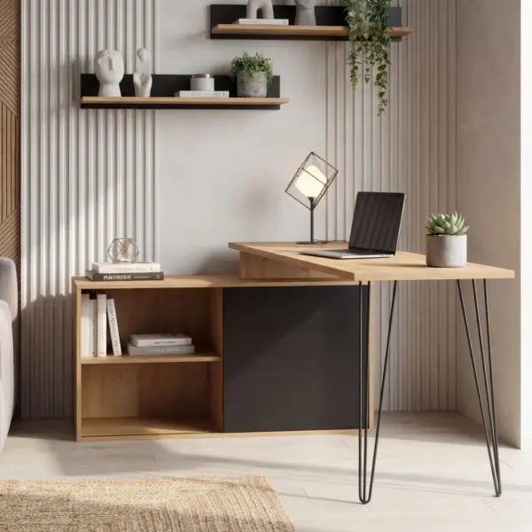 FineBuy Schreibtisch MDF, Braun – 130 cm