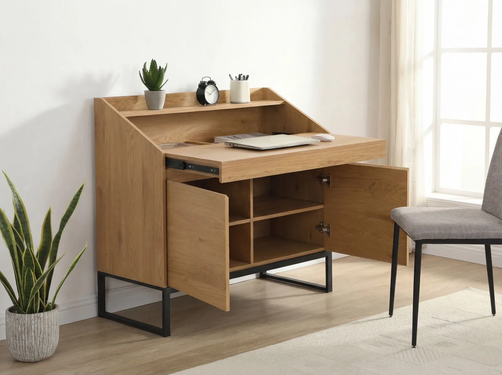 FineBuy Sekretär MDF, Braun – 100 cm