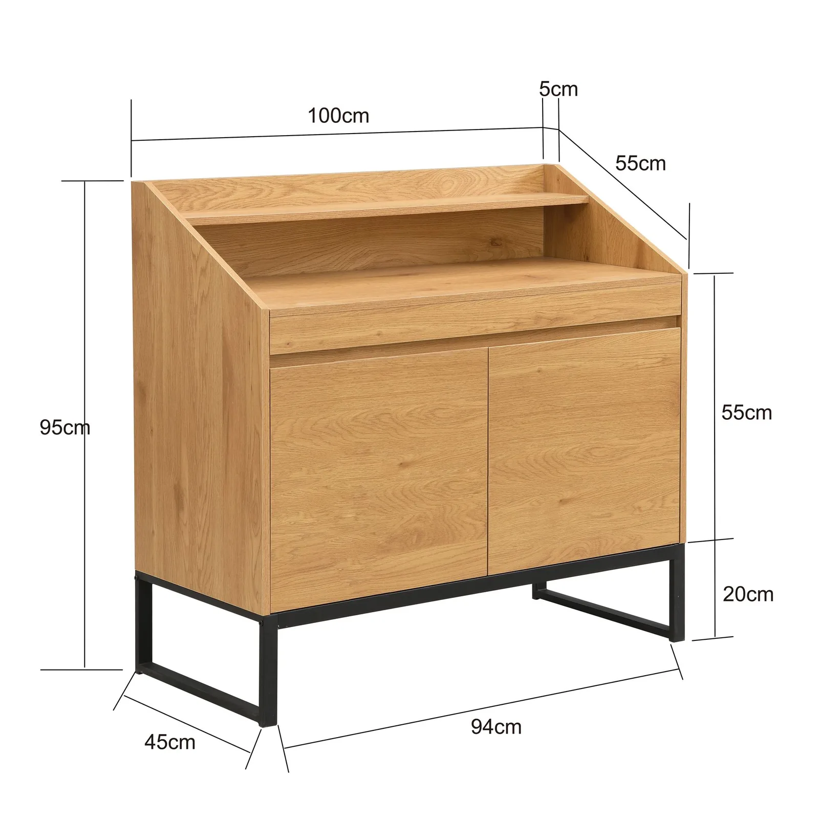 FineBuy Sekretär MDF, Braun – 100 cm