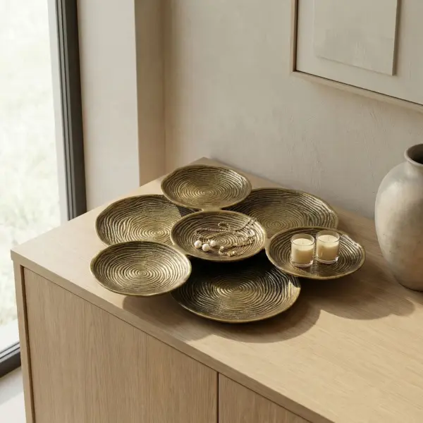 FineBuy Dekoschale Aluminium 44cm Rund, Gold FineBuy Dekoschale Aluminium 44cm Rund, Gold