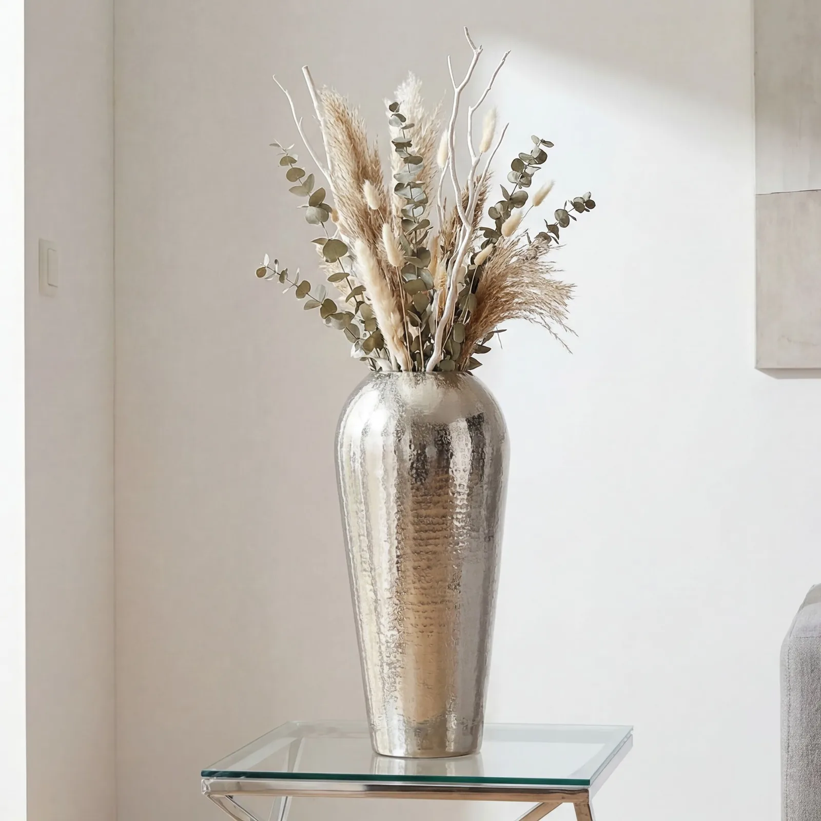 FineBuy Dekovase Aluminium 50cm – für Blumen