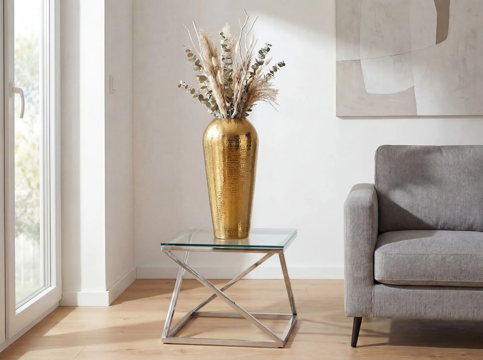 FineBuy Dekovase Aluminium 50cm – für Blumen