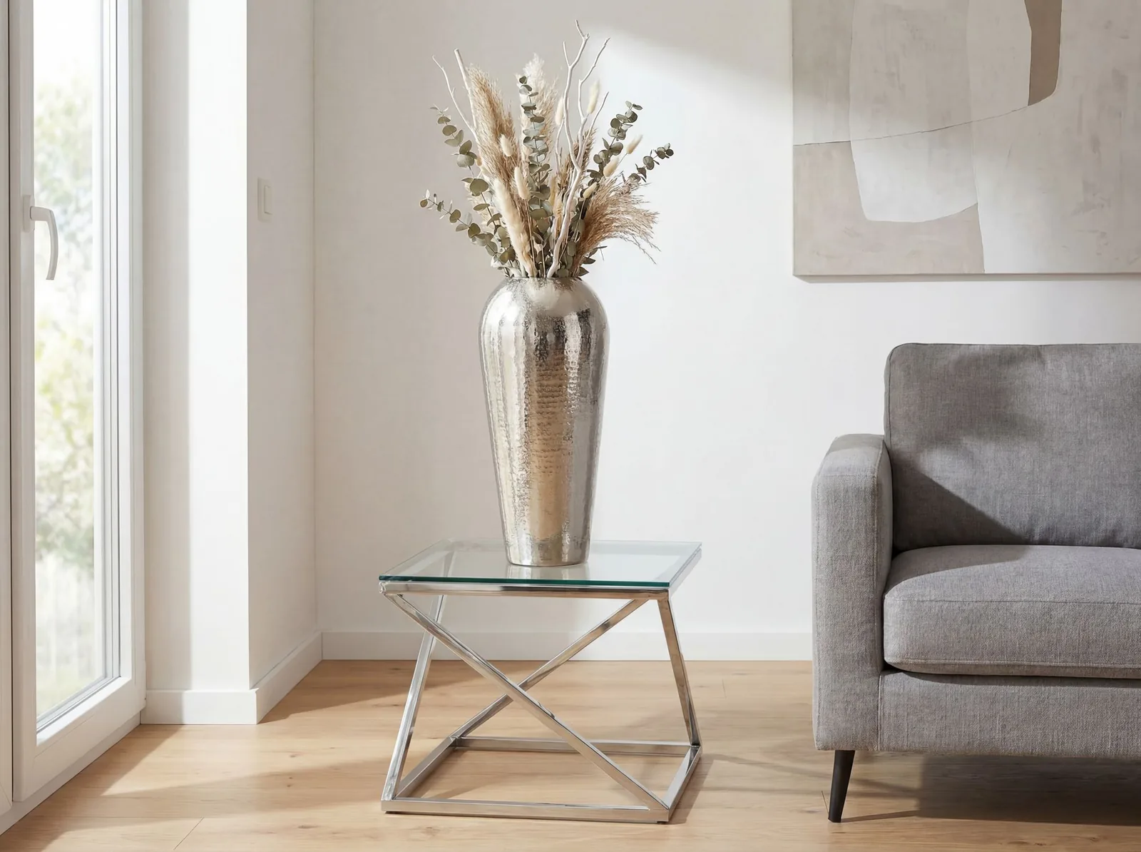 FineBuy Dekovase Aluminium 50cm – für Blumen