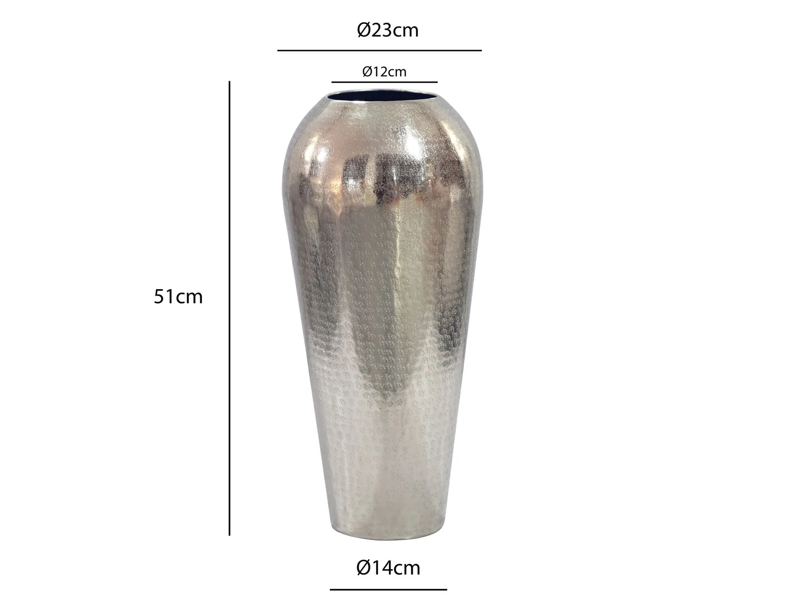 FineBuy Dekovase Aluminium 50cm – für Blumen