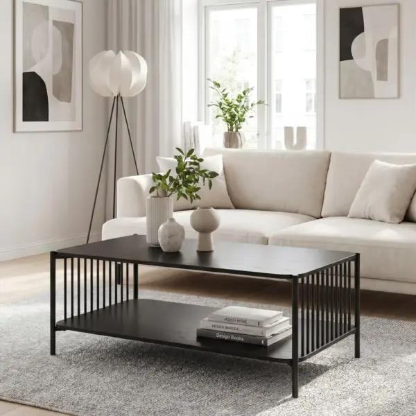 FineBuy Couchtisch, Schwarz – 110 × 60 cm