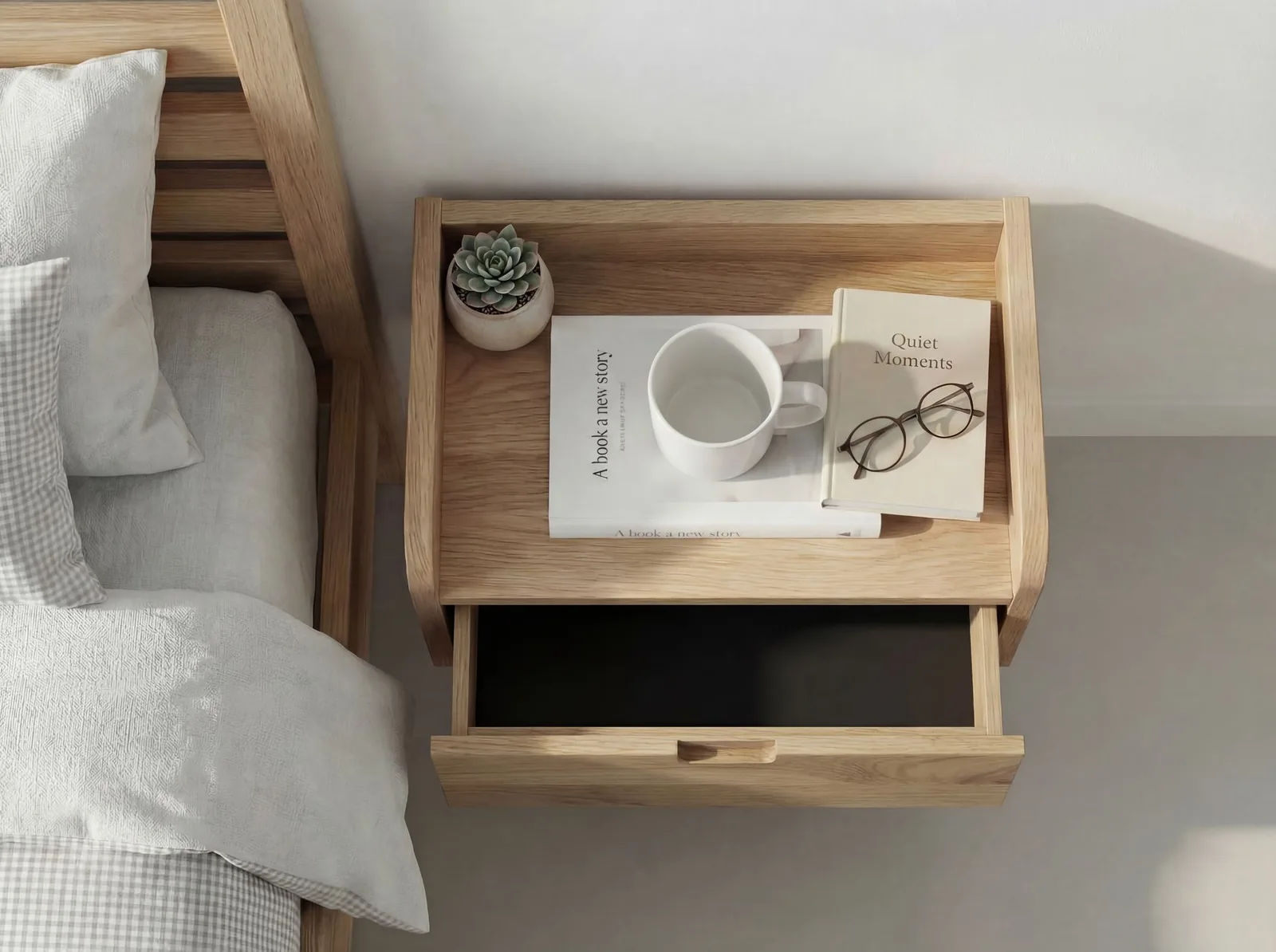 FineBuy Nachtkonsole für Wandmontage, 45 × 30 cm – für Boxspringbett