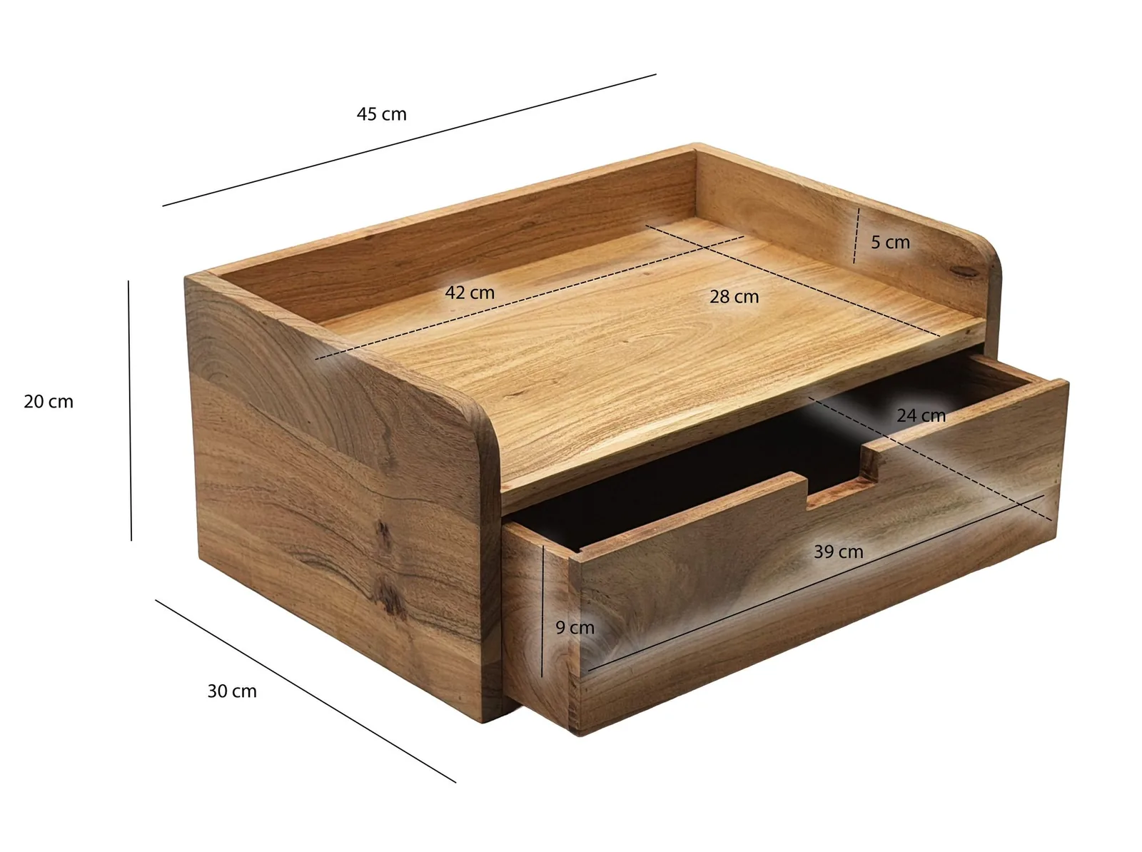 FineBuy Nachtkonsole für Wandmontage, 45 × 30 cm – für Boxspringbett