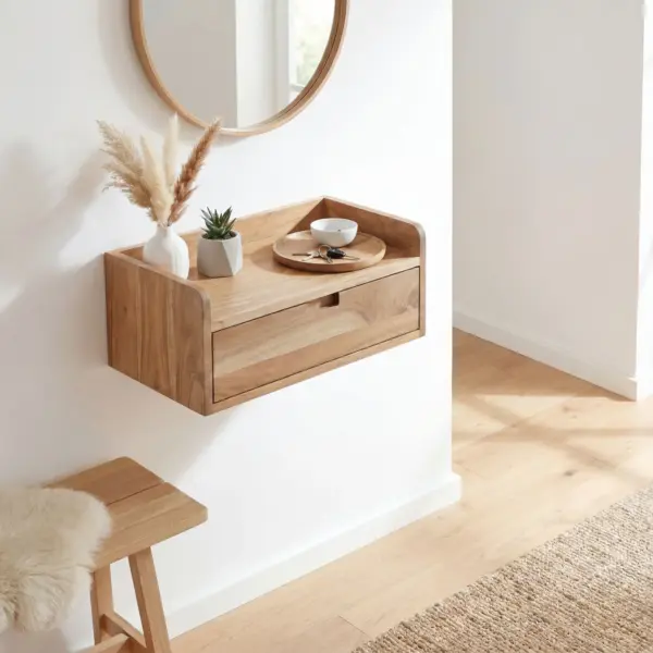 FineBuy Wandregal Akazie Massivholz, Braun – 45 × 30 cm FineBuy Wandregal Akazie Massivholz, Braun – 45 × 30 cm