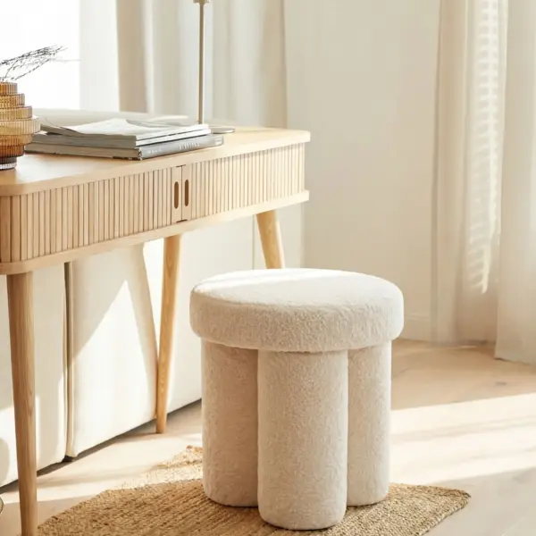FineBuy Sitzhocker Teddy Stoff 40cm Creme Rund – Design Stoffhocker – Polsterhocker Faltenoptik – Schminktisch Hocker – Lounge Beistellhocker für Wohnzimmer Handmade FineBuy Sitzhocker Teddy Stoff 40cm Creme Rund – Design Stoffhocker – Polsterhocker Faltenoptik – Schminktisch Hocker – Lounge Beistellhocker für Wohnzimmer Handmade