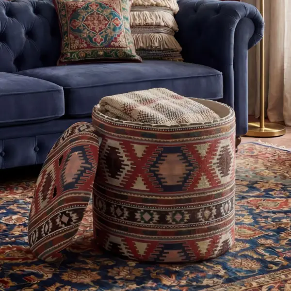 FineBuy Sitzhocker mit Stauraum aus Stoff 40cm Mehrfarbig Rund – Design Boho Stoffhocker mit abnehmbarem Deckel – Ethno Polsterhocker Schminktisch Hocker – Beistellhocker für Wohnzimmer Handmade FineBuy Sitzhocker mit Stauraum aus Stoff 40cm Mehrfarbig Rund – Design Boho Stoffhocker mit abnehmbarem Deckel – Ethno Polsterhocker Schminktisch Hocker – Beistellhocker für Wohnzimmer Handmade
