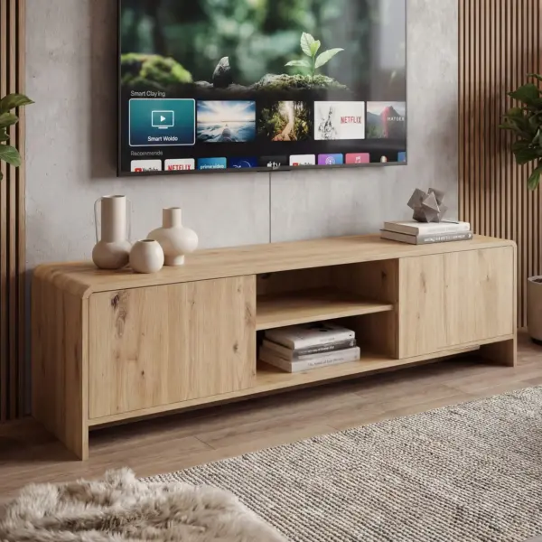 FineBuy TV Lowboard, Braun – 155 cm