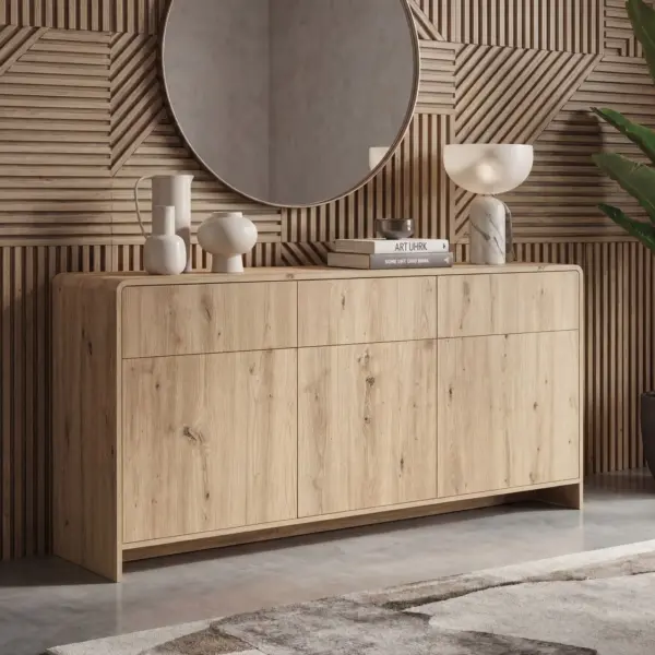 FineBuy Sideboard Eiche Dekor, Braun – 155 cm