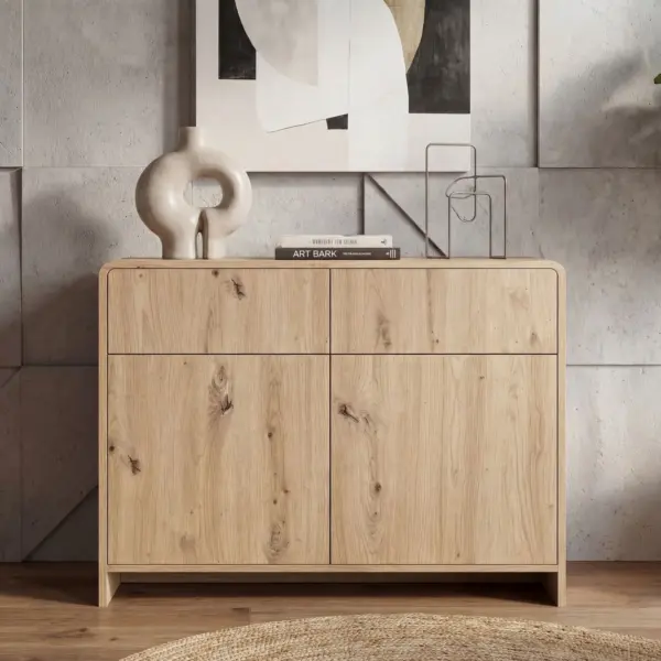 FineBuy Sideboard Eiche Dekor, Braun – 88 cm