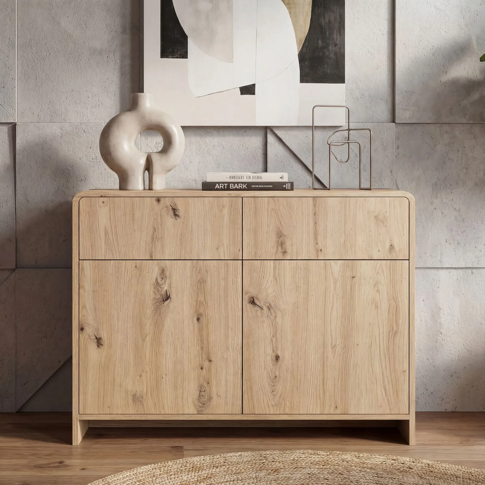 FineBuy Sideboard Eiche Dekor, Braun – 88 cm
