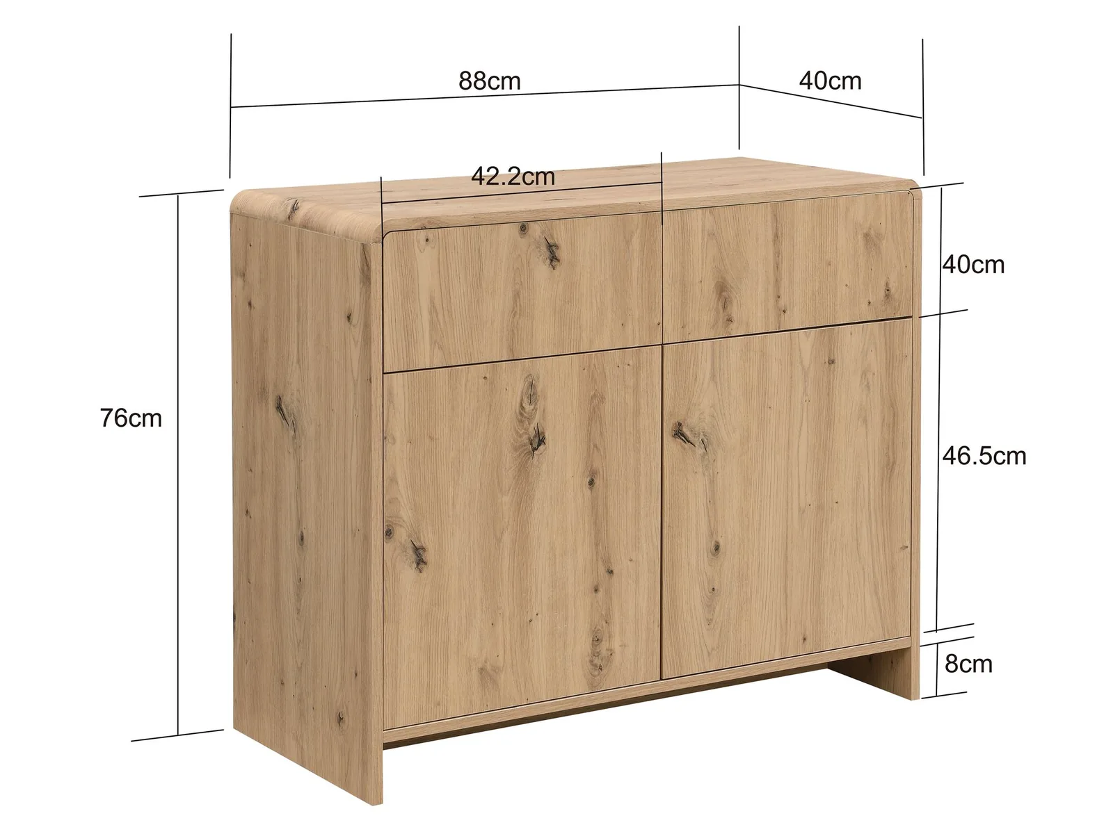 FineBuy Sideboard Eiche Dekor, Braun – 88 cm