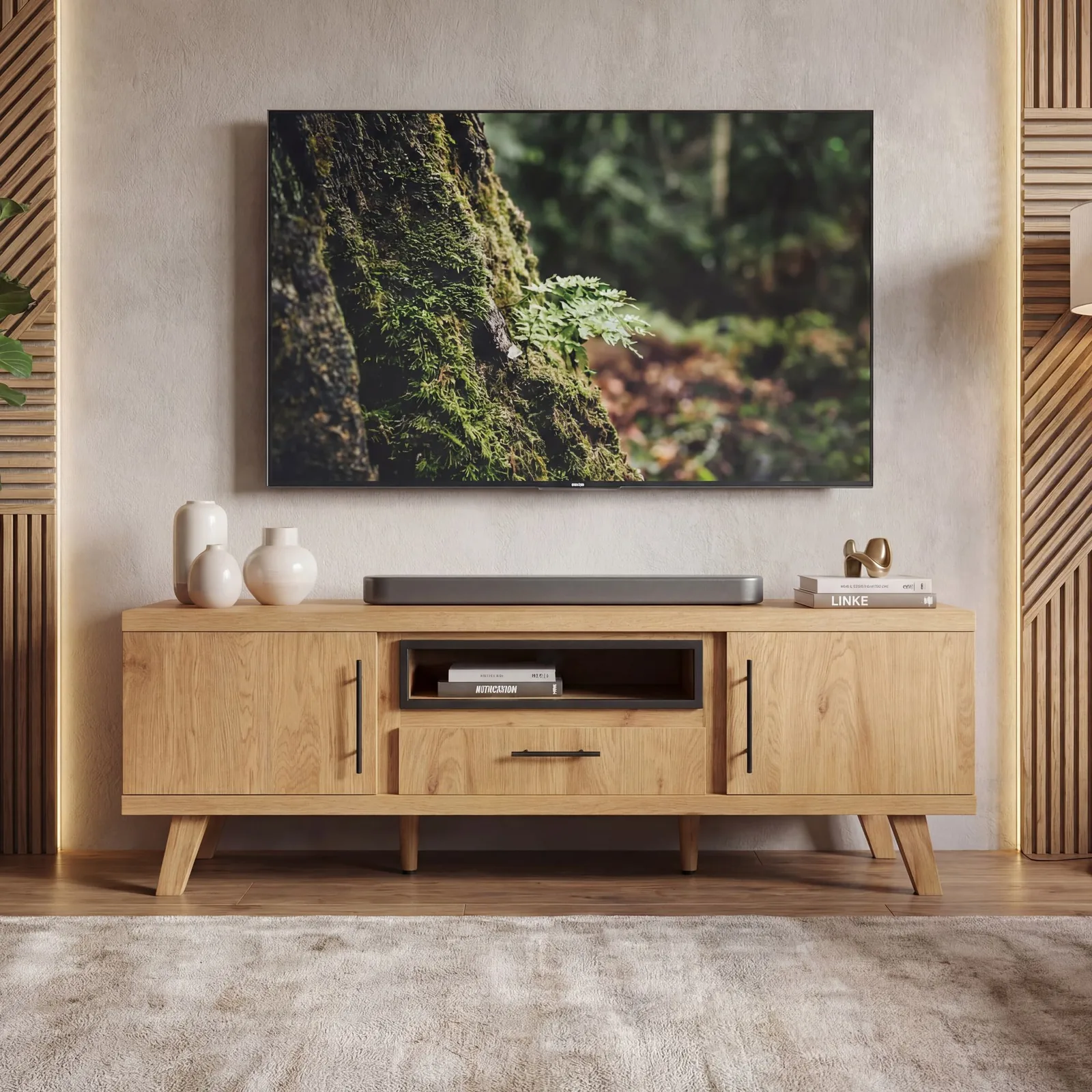 FineBuy TV Lowboard, Braun – 150 cm