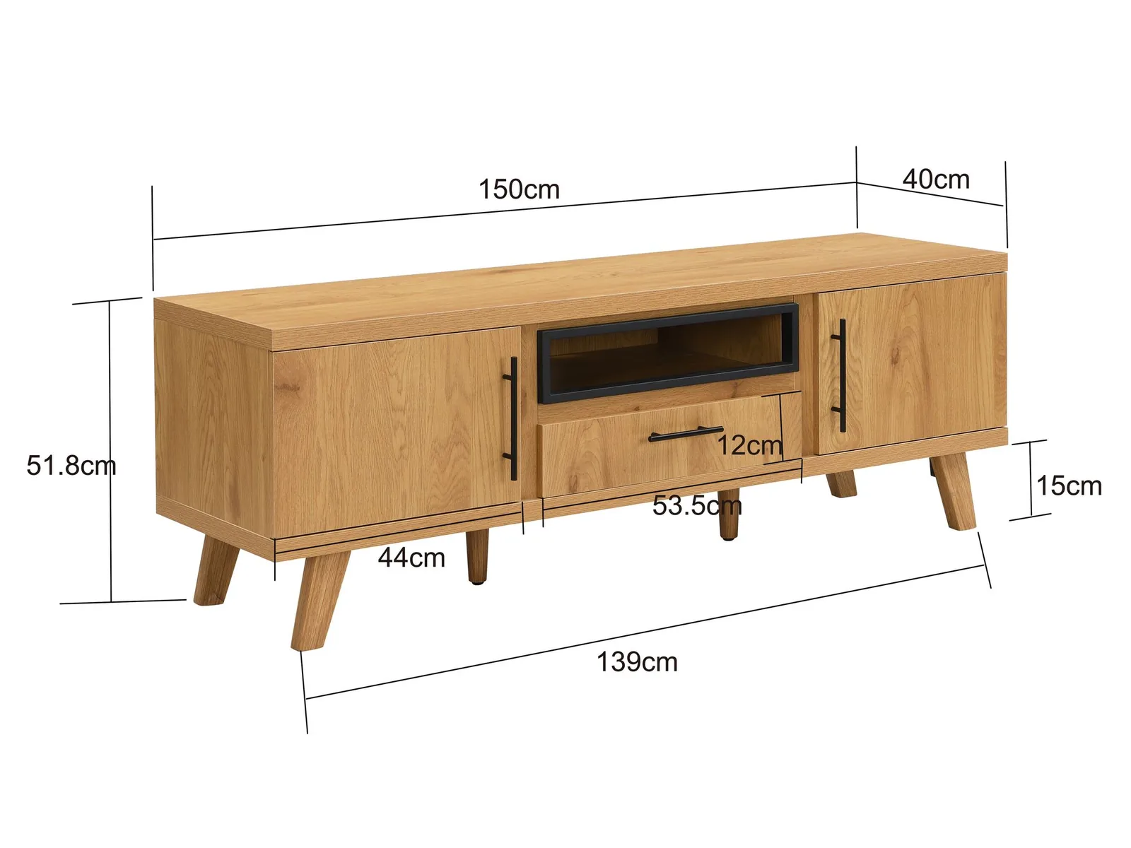 FineBuy TV Lowboard, Braun – 150 cm