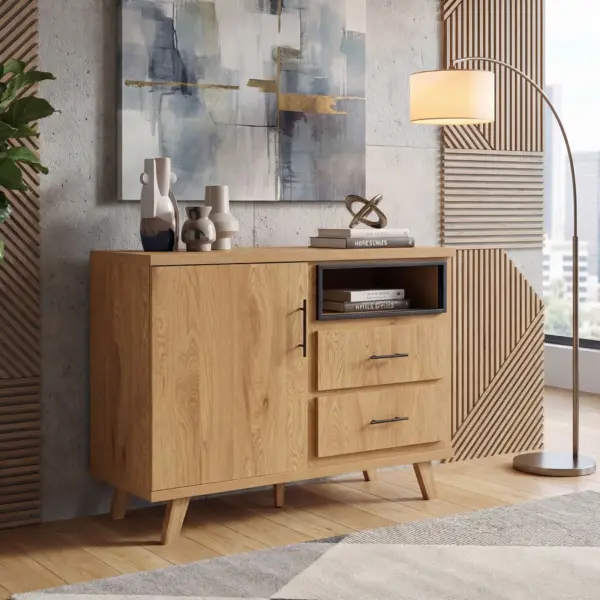 FineBuy Sideboard Eiche Dekor, Braun – 116 cm