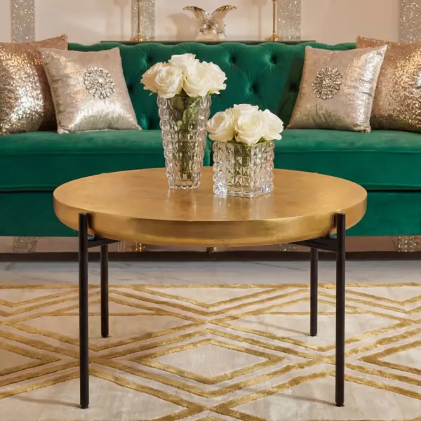 FineBuy Couchtisch Aluminium Rund 63cm Gold