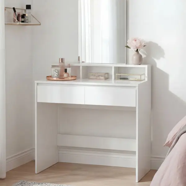 FineBuy Schminktisch 80cm Weiß Kosmetiktisch Modern