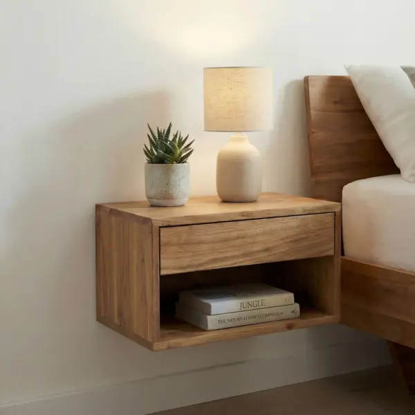 FineBuy Nachtkonsole für Wandmontage, 50 × 35 cm – für Boxspringbett