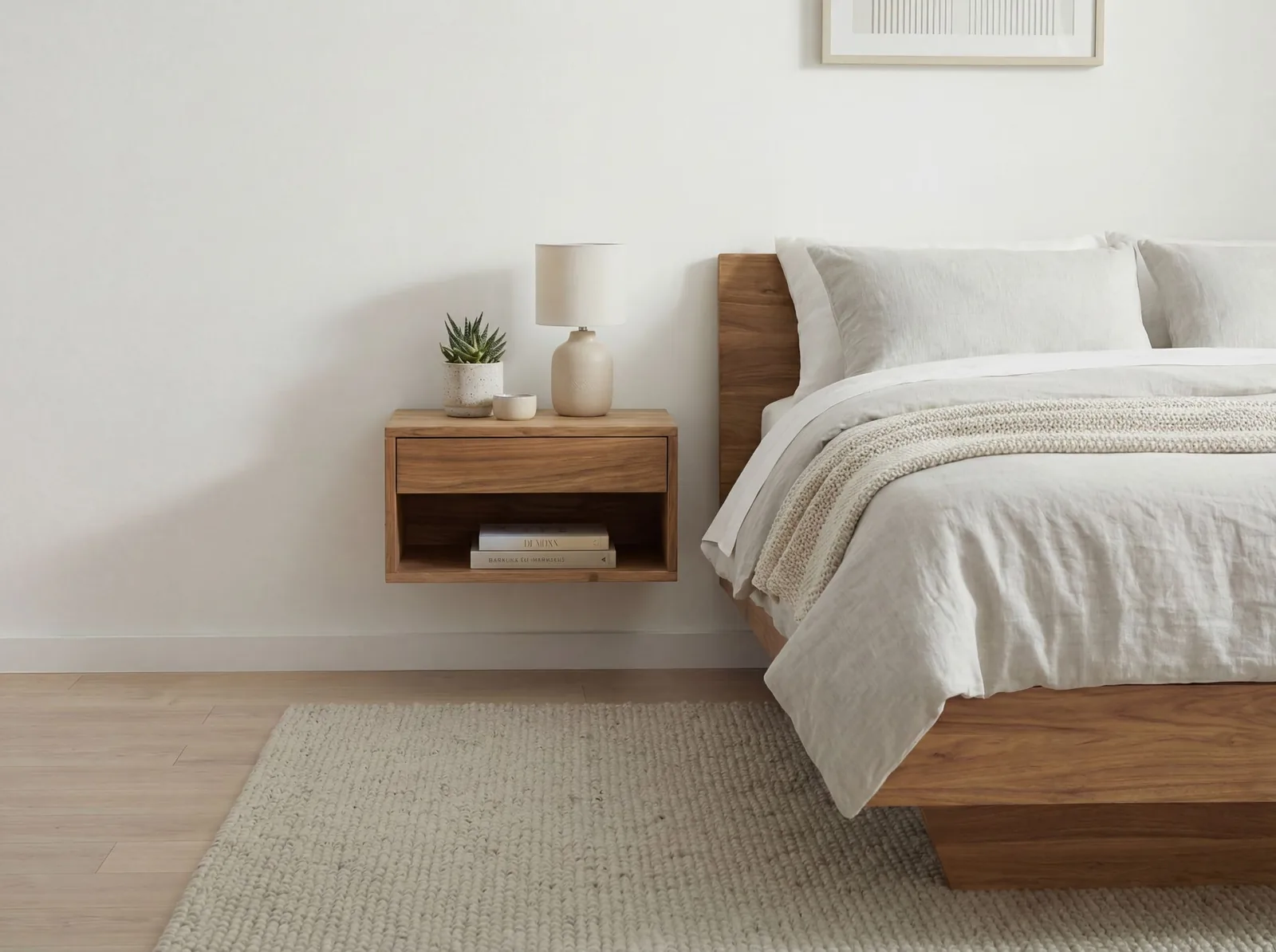 FineBuy Nachtkonsole für Wandmontage, 50 × 35 cm – für Boxspringbett