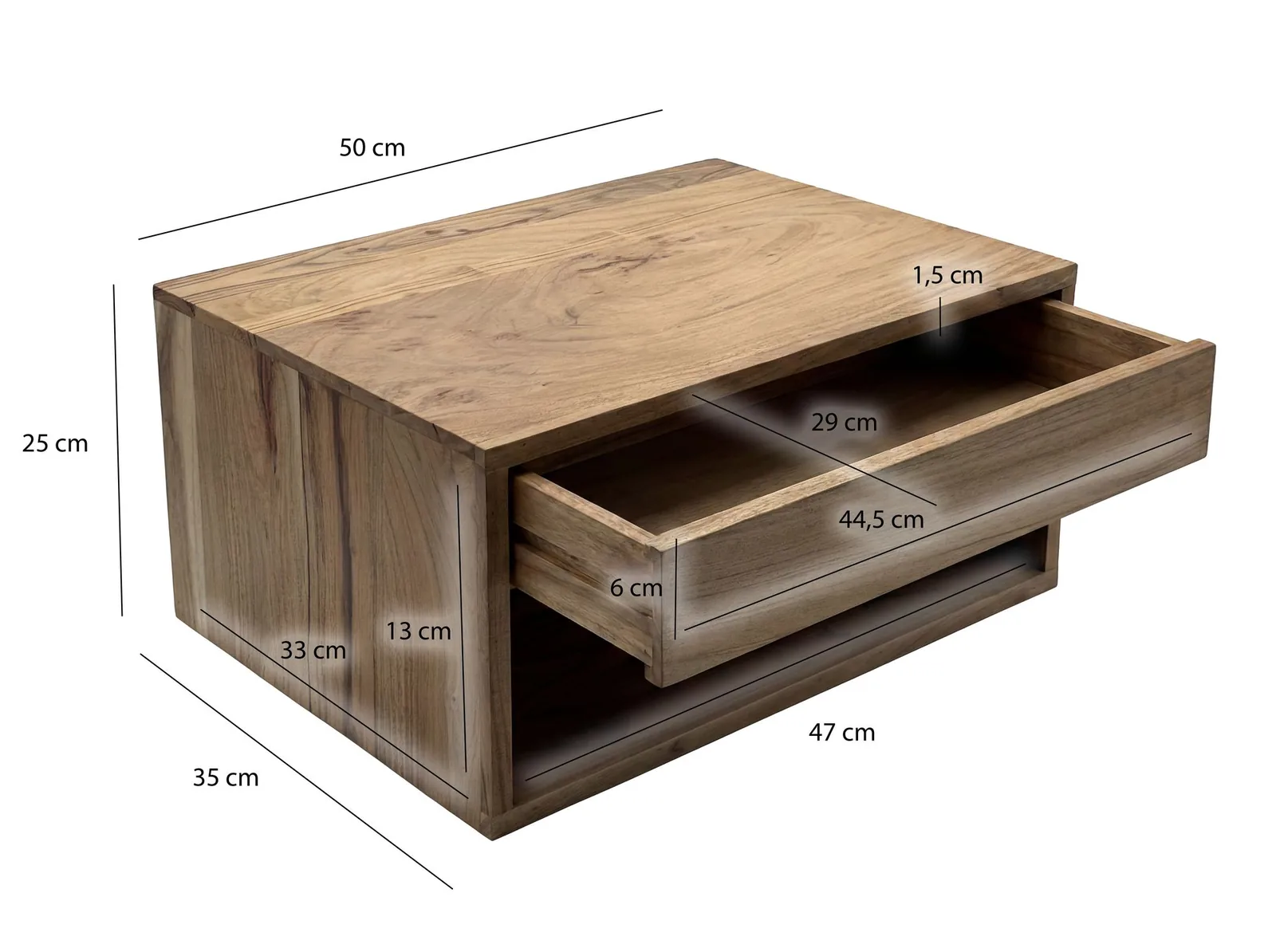 FineBuy Nachtkonsole für Wandmontage, 50 × 35 cm – für Boxspringbett