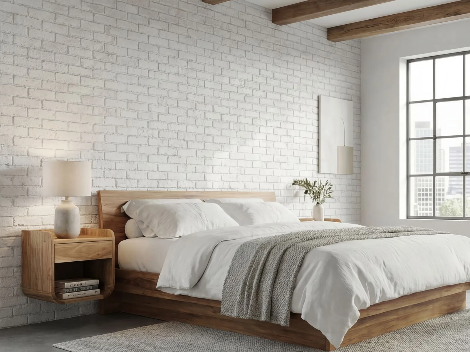 FineBuy Nachtkonsole für Wandmontage, 35 × 33 cm – für Boxspringbett
