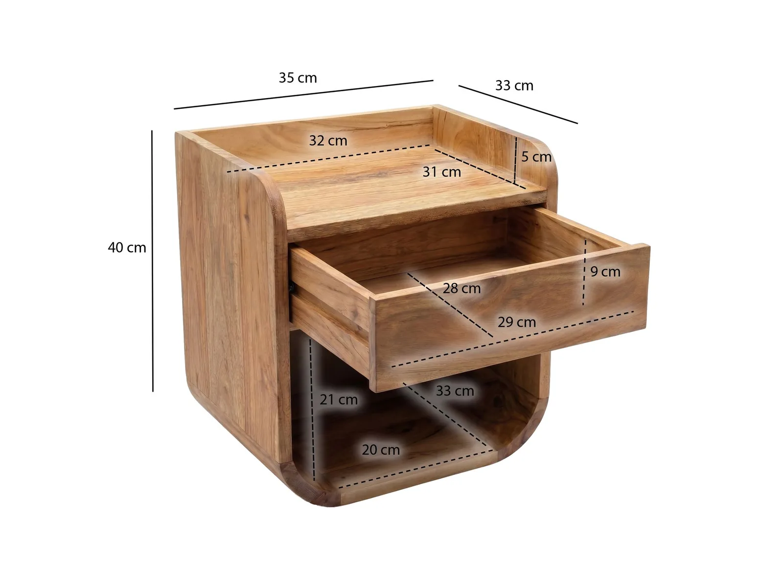 FineBuy Nachtkonsole für Wandmontage, 35 × 33 cm – für Boxspringbett