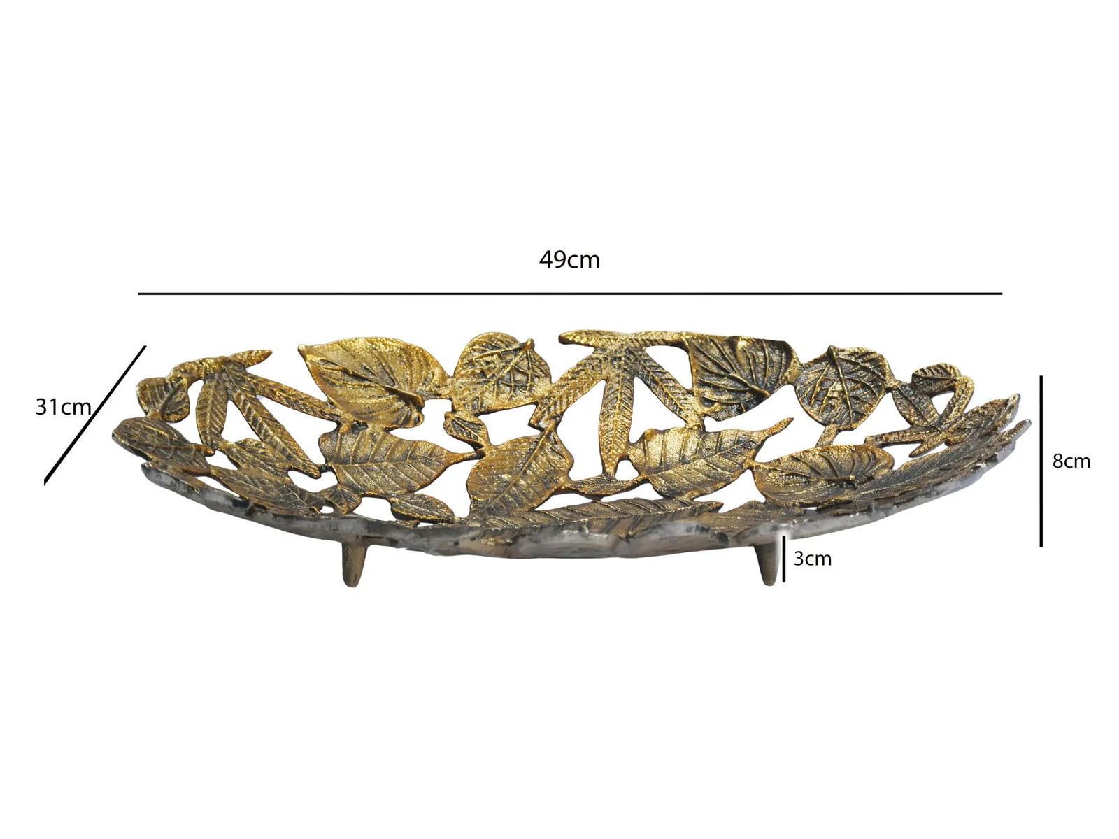 FineBuy Dekoschale Oval Schale Metall aus Aluminium, Silber – 49 cm