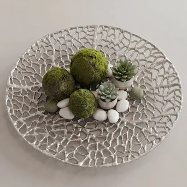 FineBuy Dekoschale Rund Schale Metall aus Aluminium, Silber – 44 cm FineBuy Dekoschale Rund Schale Metall aus Aluminium, Silber – 44 cm