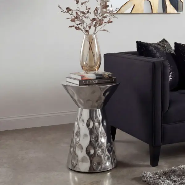 FineBuy Beistelltisch Aluminium 36cm Rund, Silber