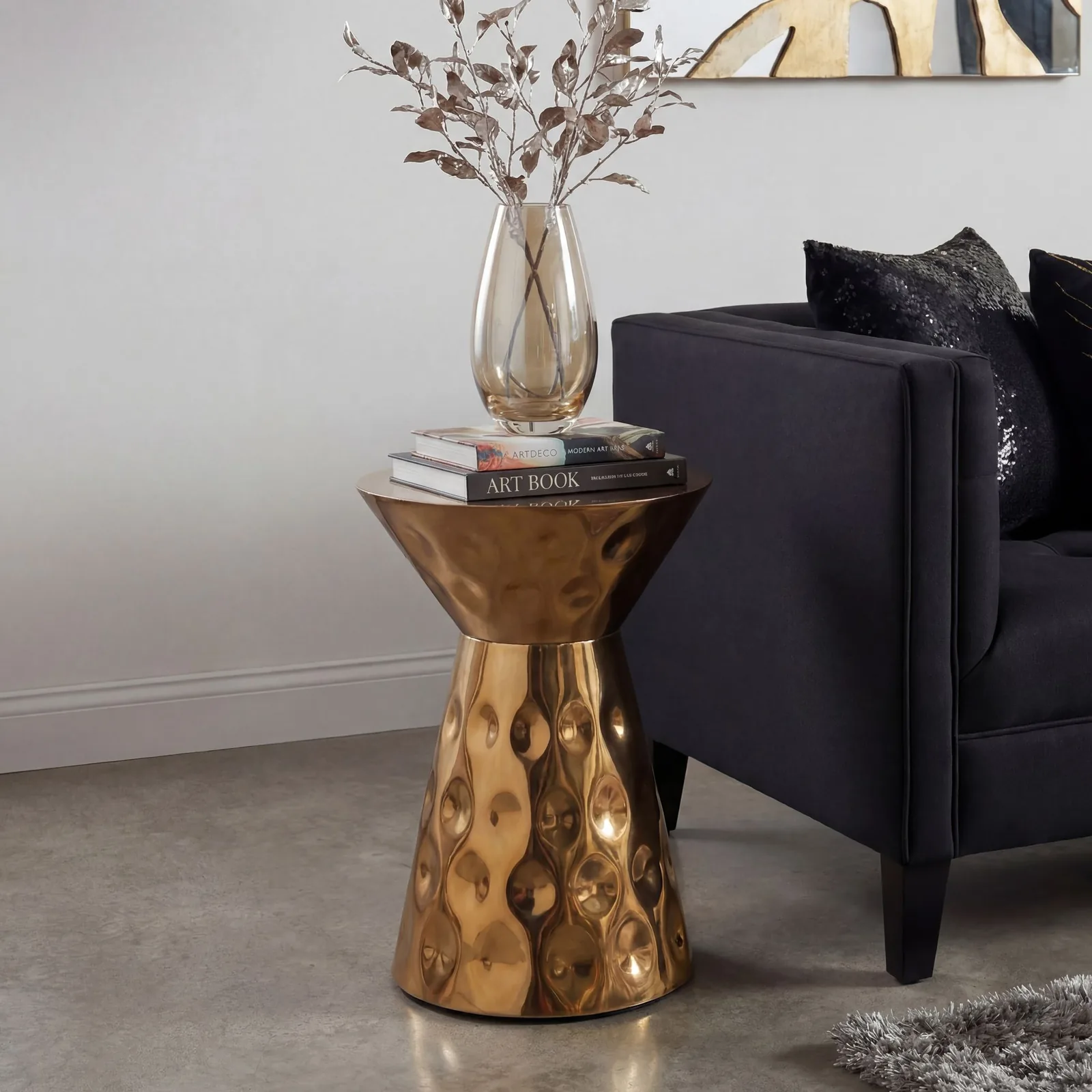 FineBuy Beistelltisch Aluminium 36cm Rund, Silber