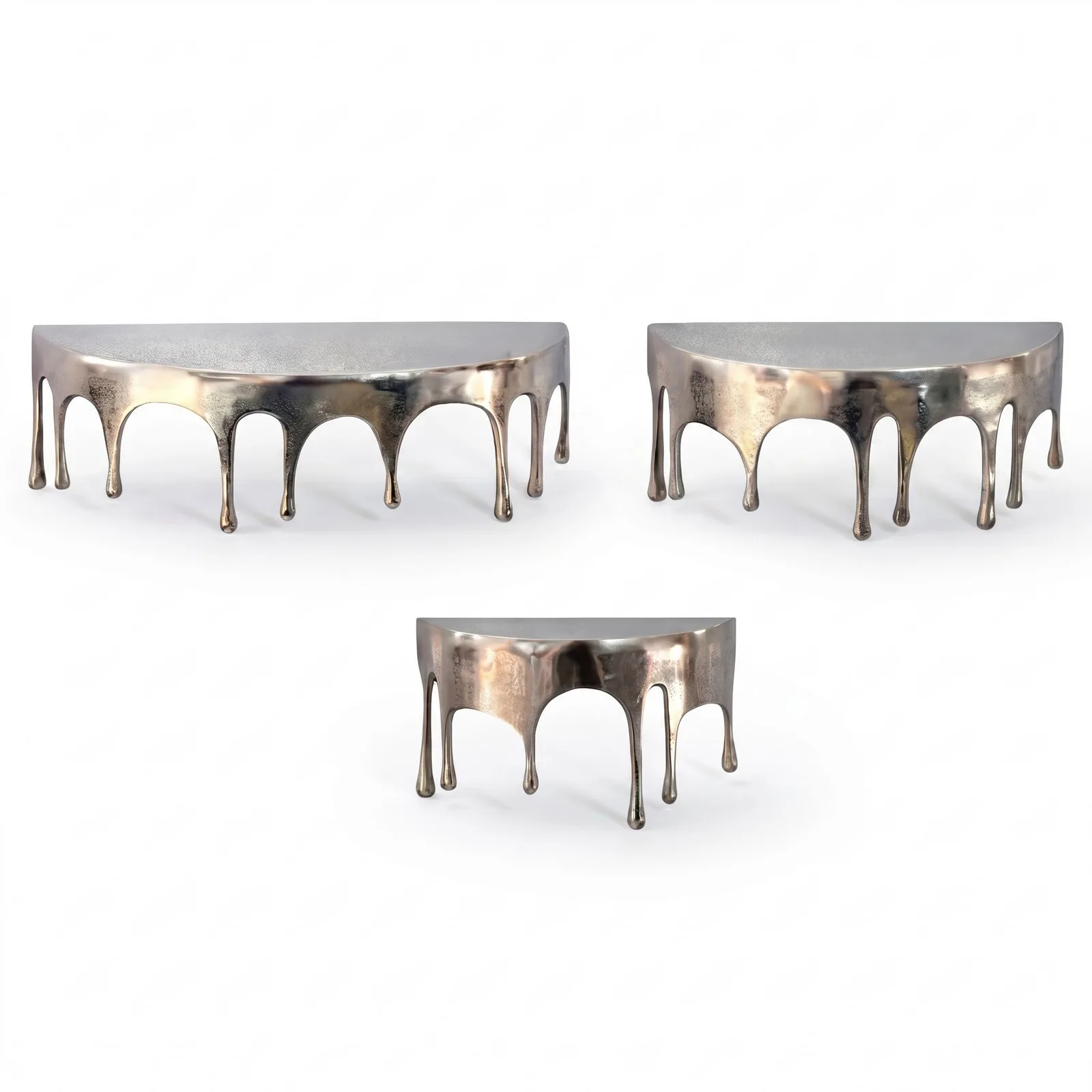 FineBuy Wandregal 3er Set aus Aluminium, Silber