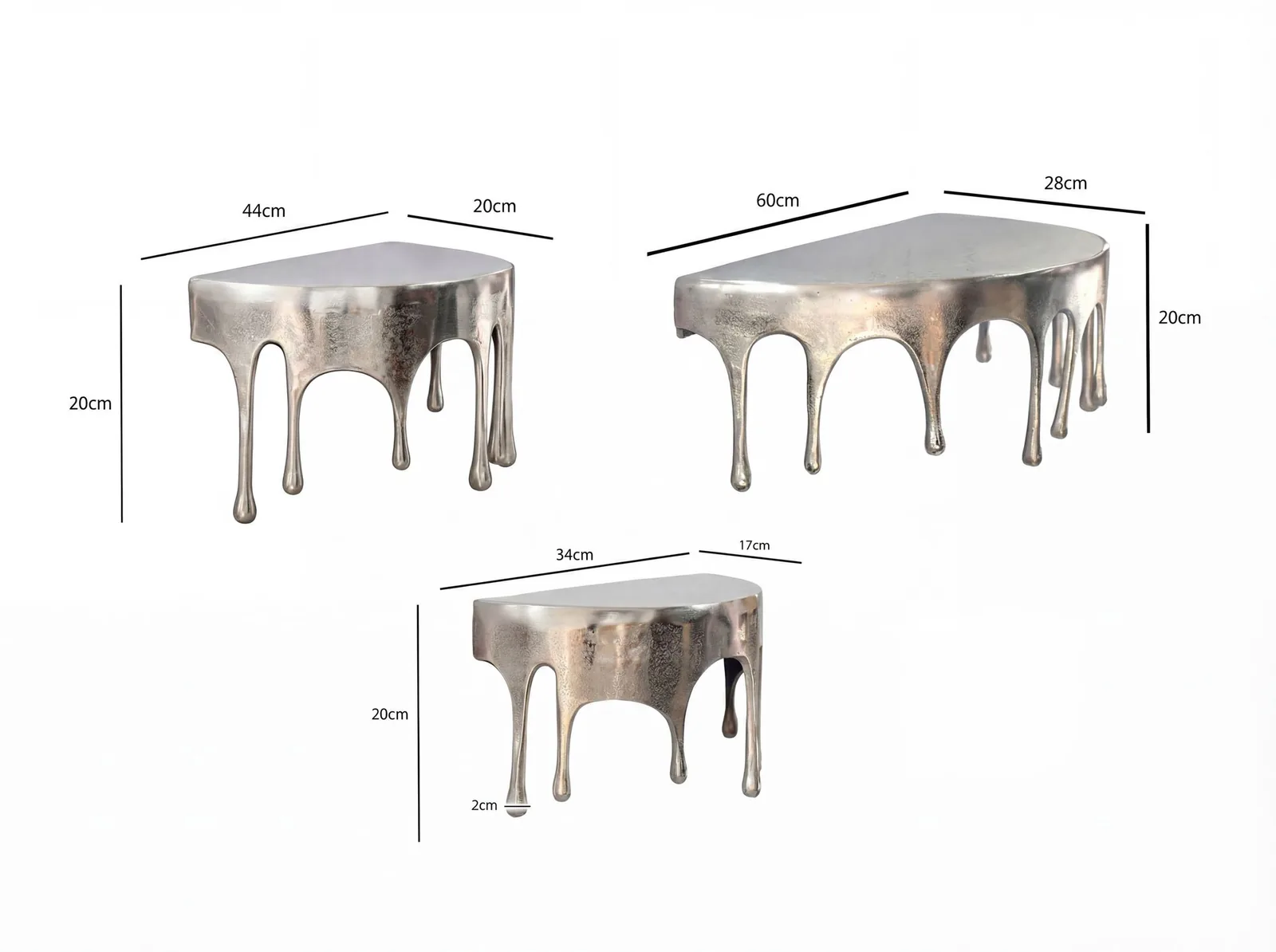 FineBuy Wandregal 3er Set aus Aluminium, Silber