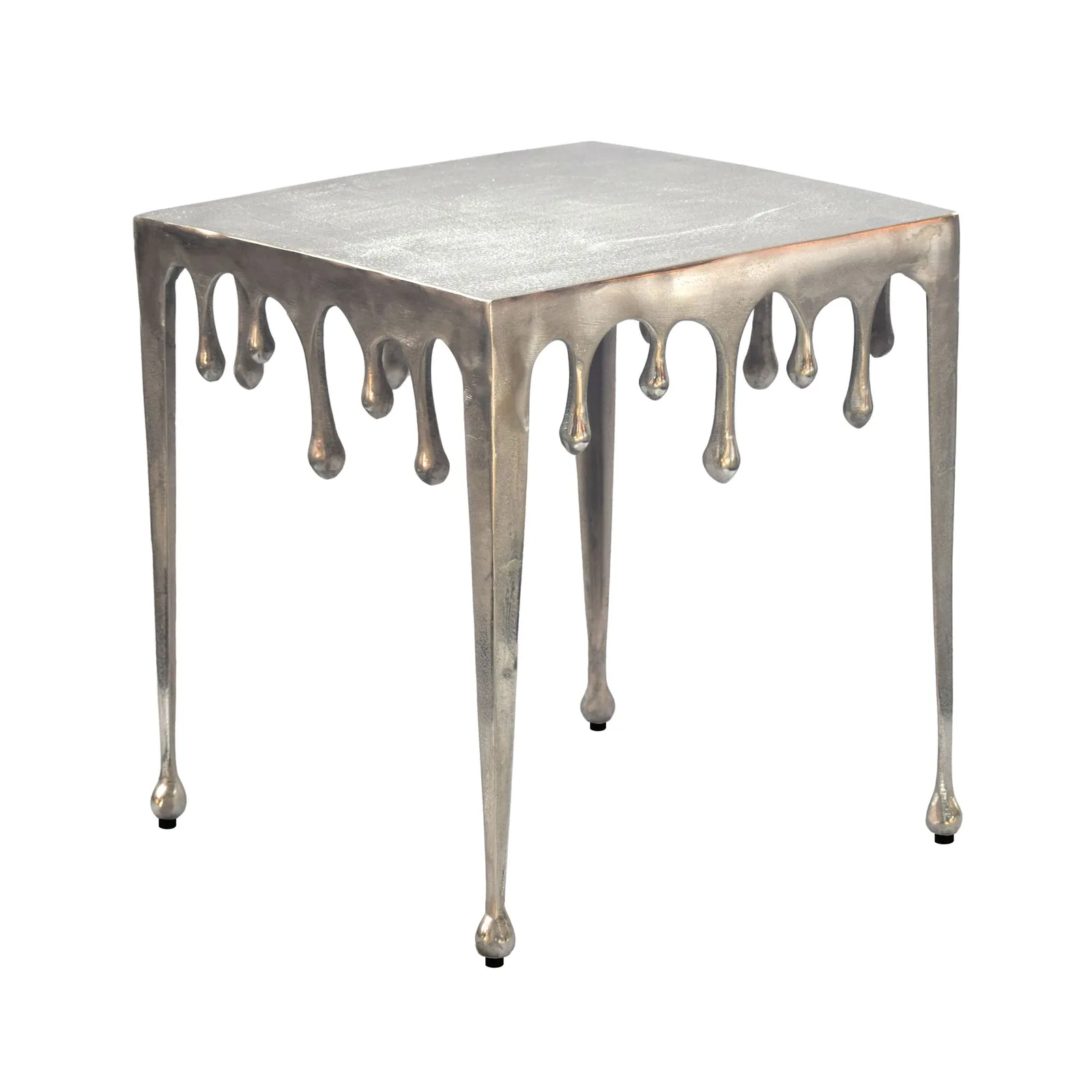 FineBuy Beistelltisch 45,5cm Aluminium Tisch Quadratisch, Silber