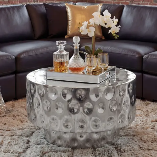 FineBuy Couchtisch Aluminium Rund 60cm, Silber