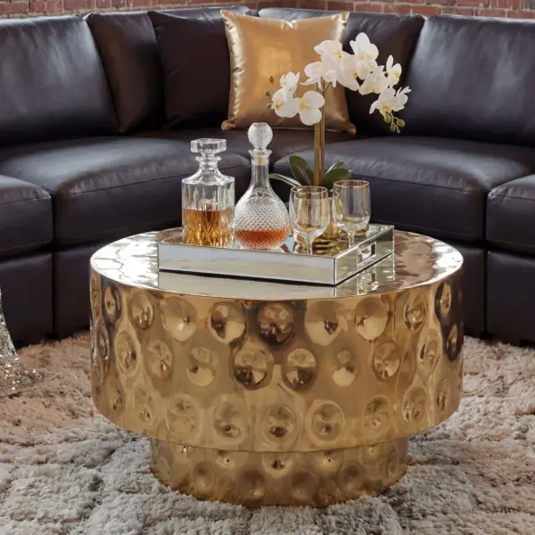 FineBuy Couchtisch Aluminium Rund 60cm, Gold