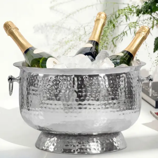 FineBuy Sektkühler, Silber – 37 cm