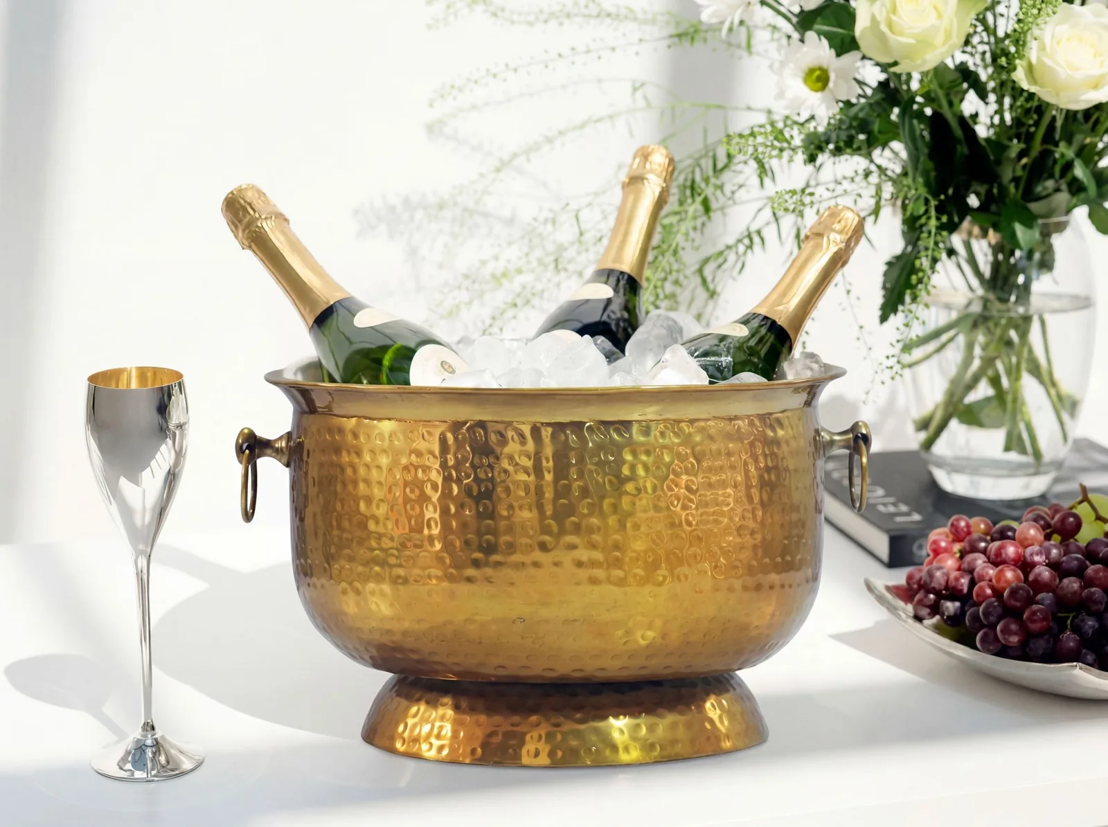 FineBuy Sektkühler, Silber – 37 cm