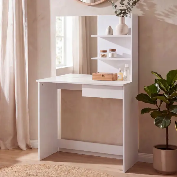 FineBuy Schminktisch 75cm Weiß Kosmetiktisch Modern