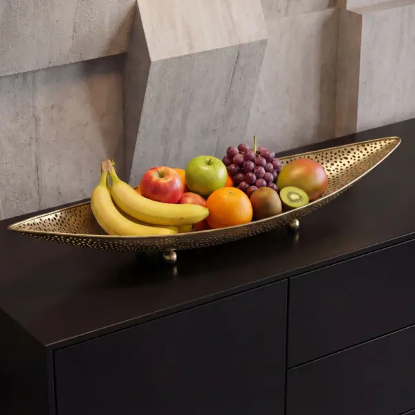 FineBuy Obstschale Oval Schale, Gold – 60 cm