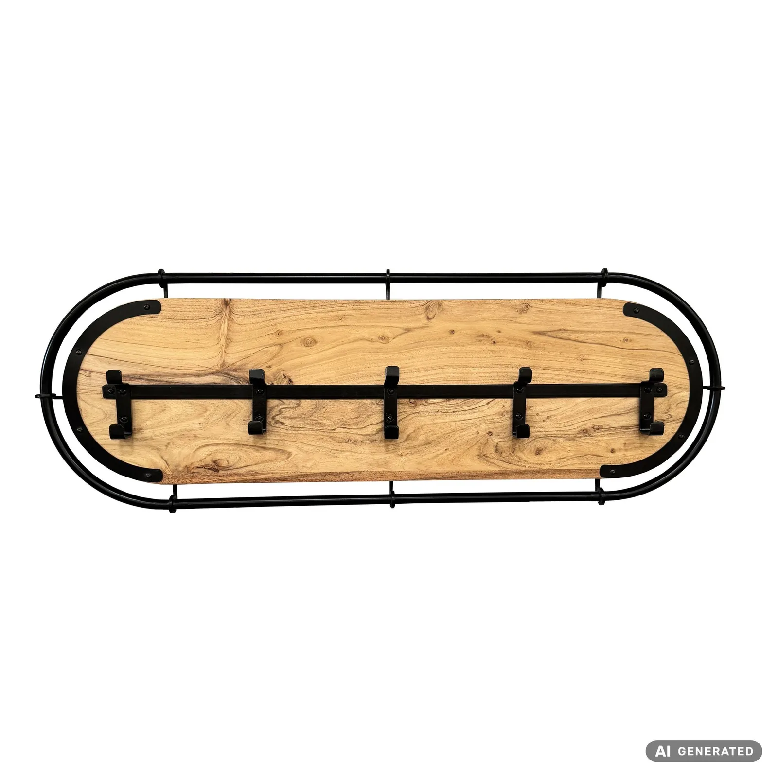 FineBuy Wandgarderobe Akazie Massivholz Modernes Garderobenpaneel Hängegarderobe mit Haken, Braun