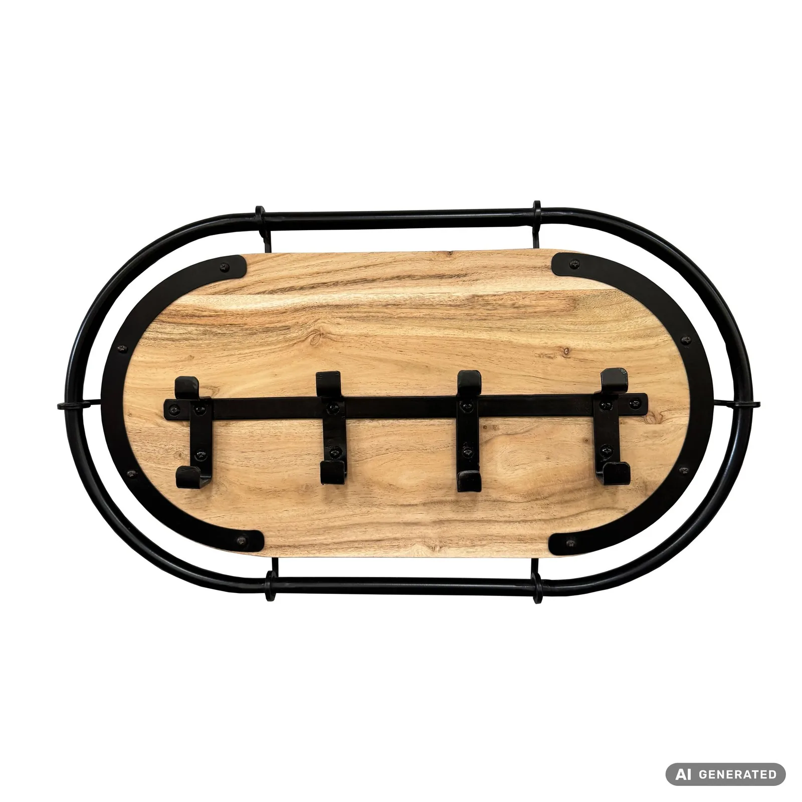 FineBuy Wandgarderobe Akazie Massivholz Modernes Garderobenpaneel Hängegarderobe mit Haken, Braun