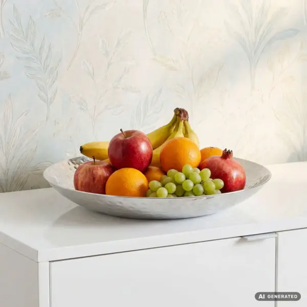 FineBuy Obstschale Rund aus Aluminium, Silber