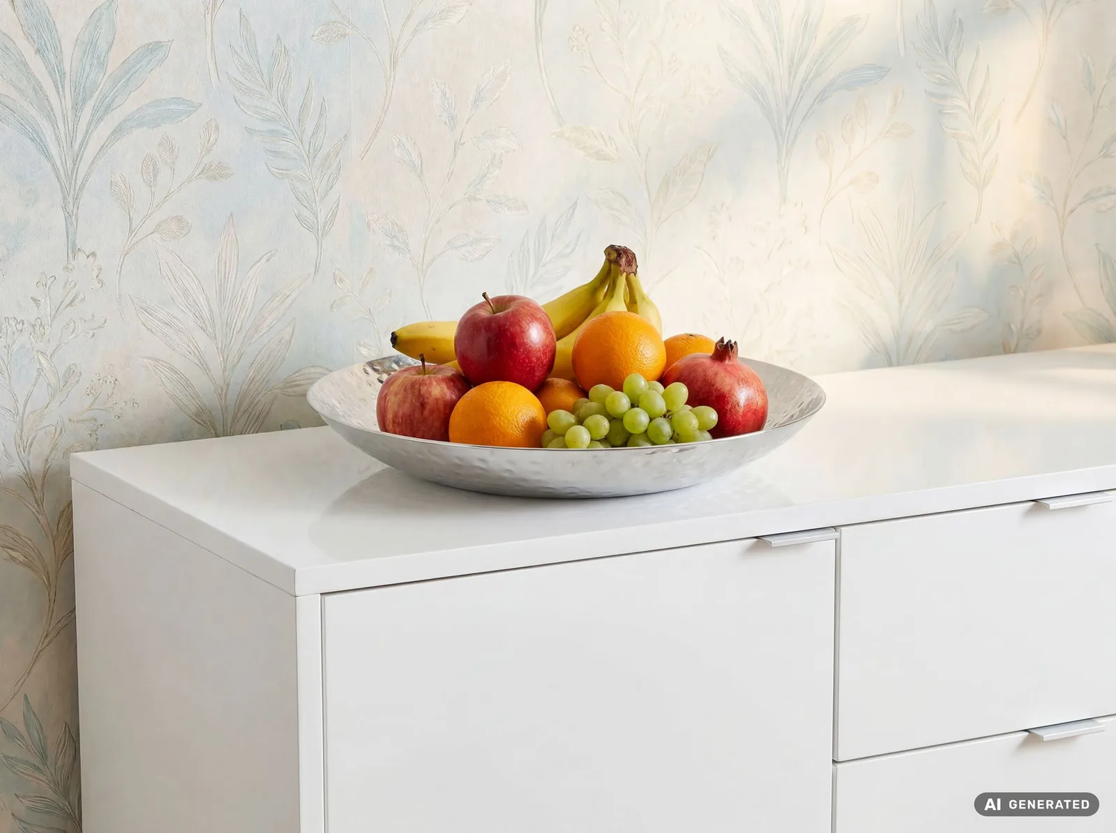 FineBuy Obstschale Rund aus Aluminium, Silber