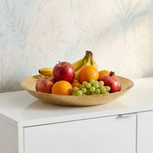 FineBuy Obstschale Rund aus Aluminium, Gold
