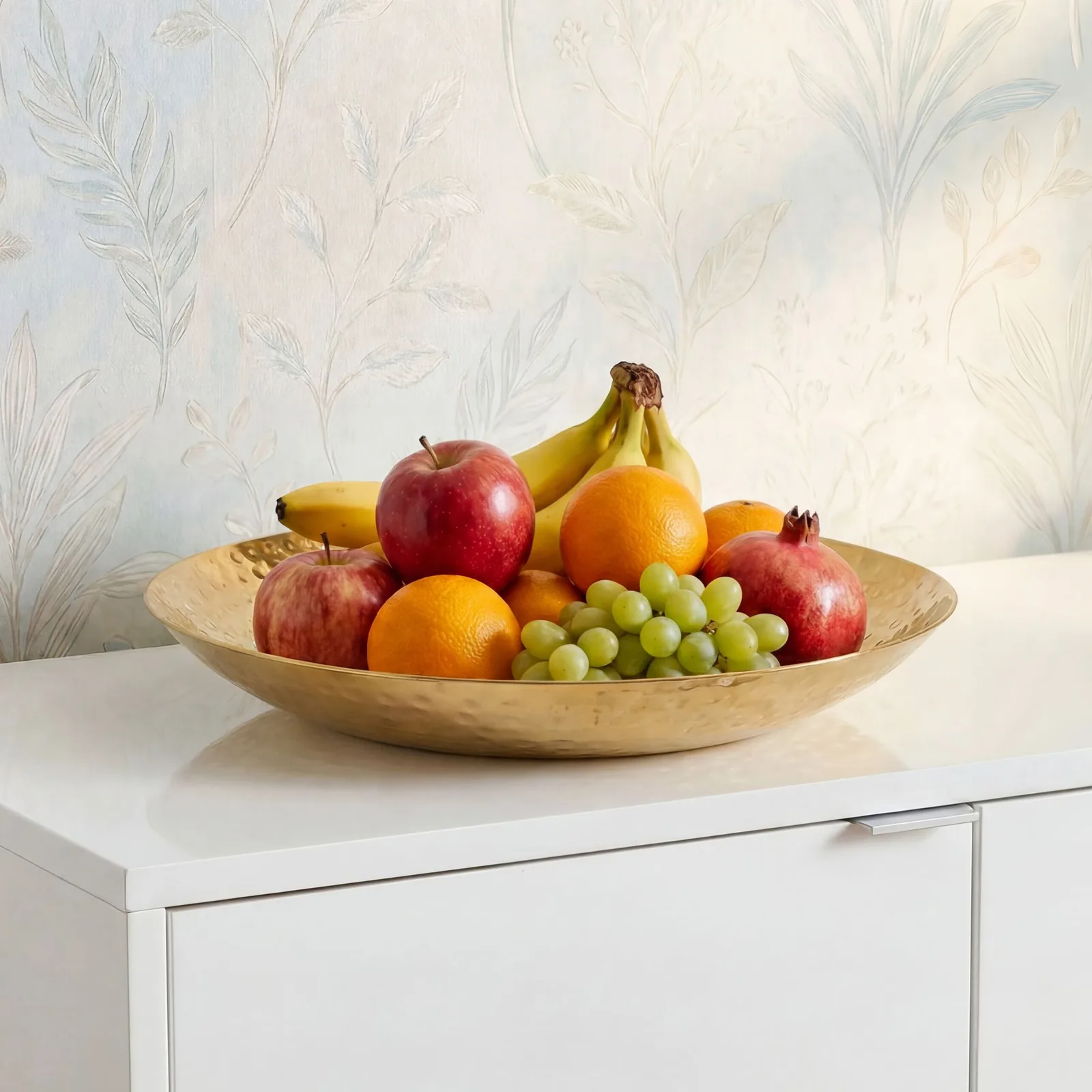 FineBuy Obstschale Rund aus Aluminium, Gold