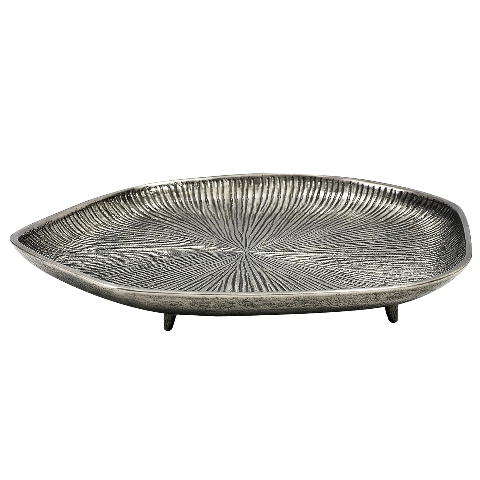 FineBuy Dekoschale Aluminium 40cm Organisch, Silber