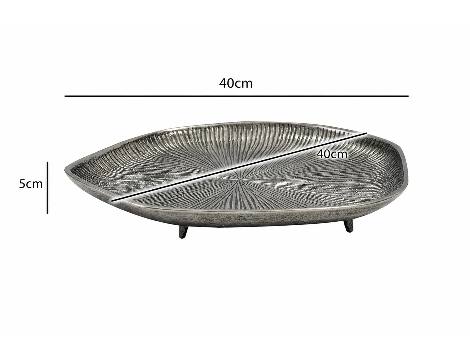 FineBuy Dekoschale Aluminium 40cm Organisch, Silber